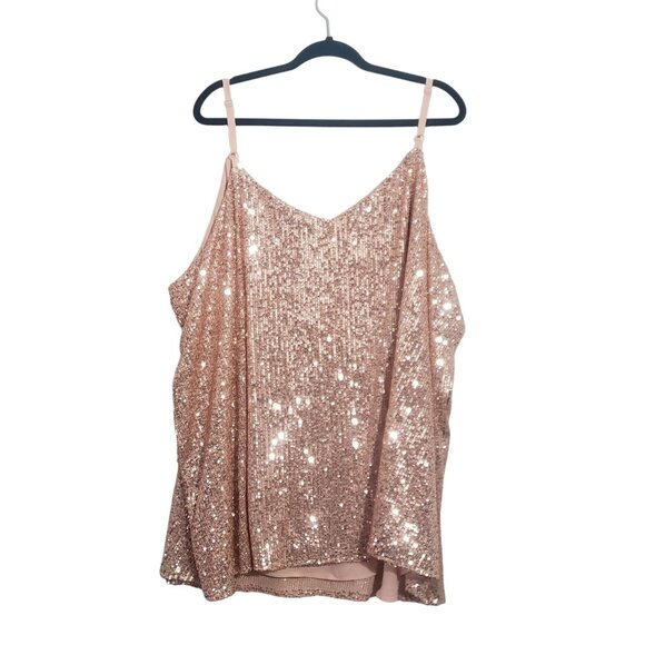 NWT Torrid Womens Rose Gold Sequin Camisole Tank Top Size 5 Party Sparkly Flirty - Picture 3 of 10